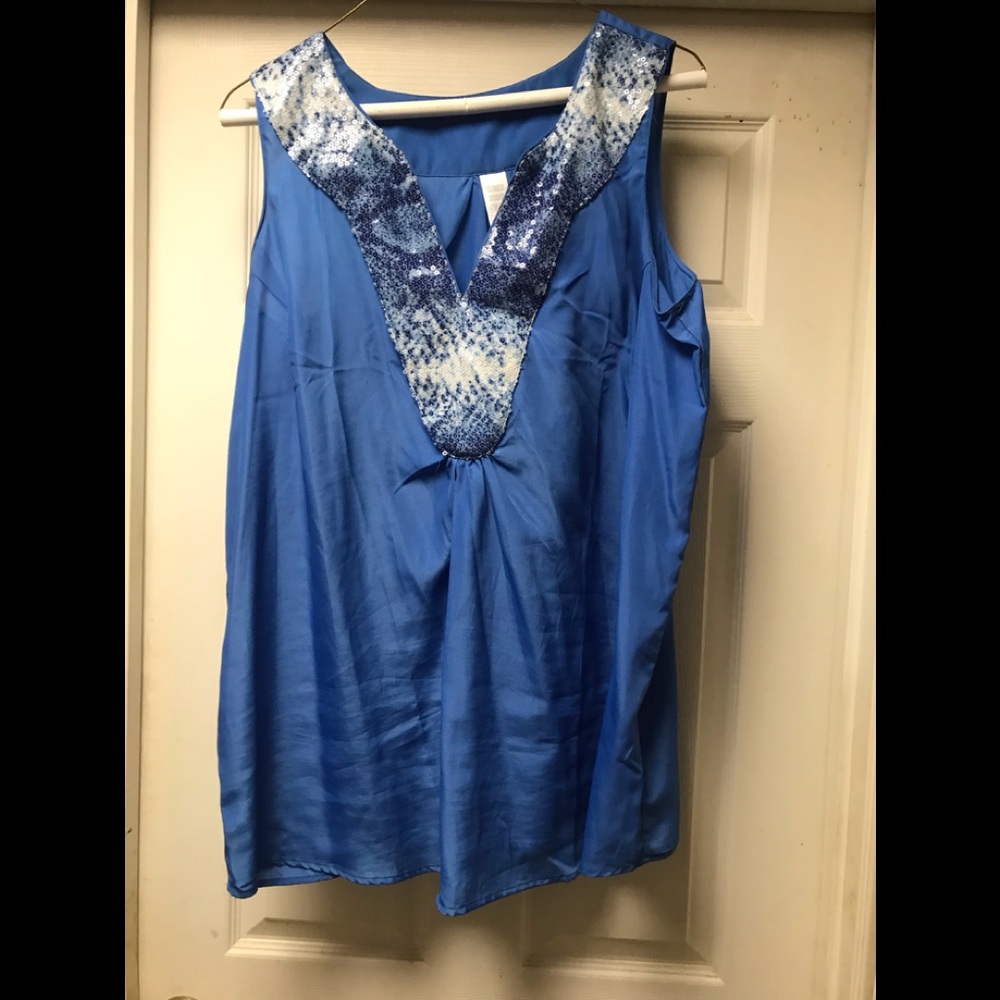 Avon sheer blue snake accent tank sz 1X